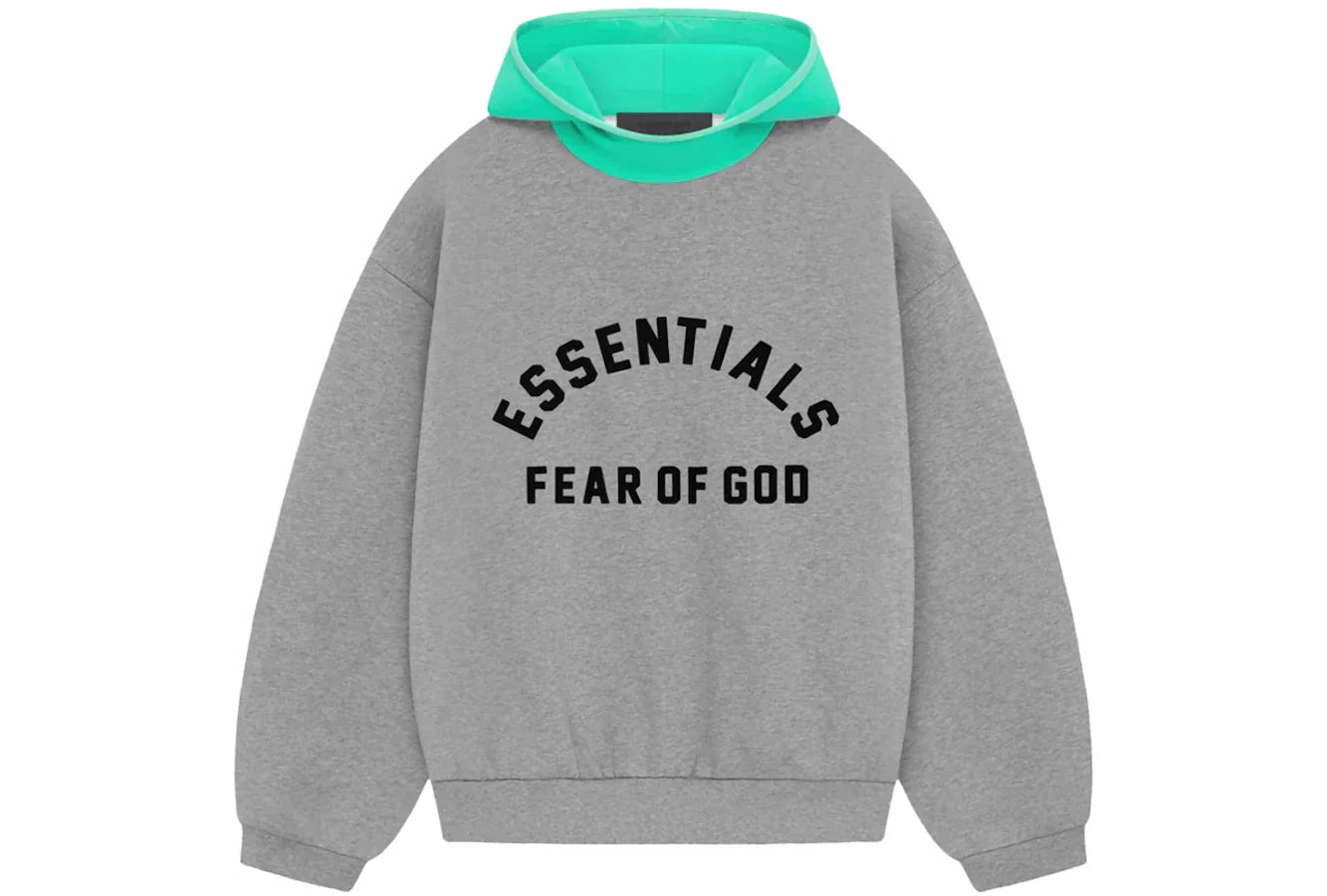 Fear of God Essentials Nylon Fleece Hoodie Dark Heather Oatmeal/Mint Leaf