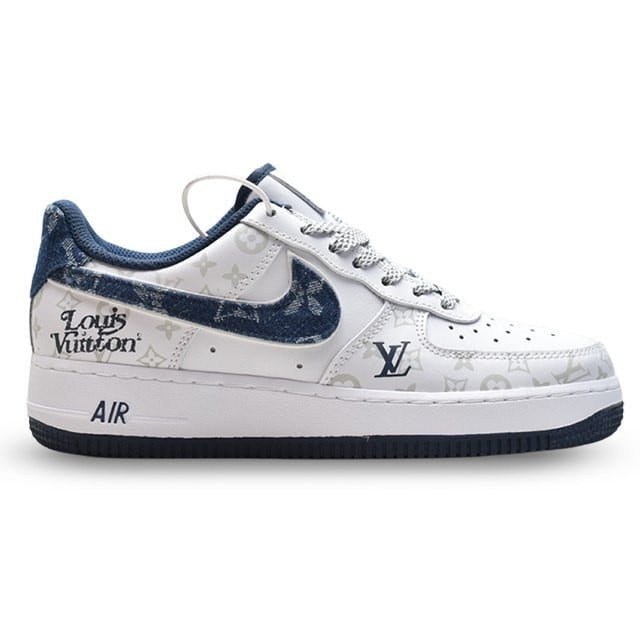 Louis Vuitton x Nike Air Force 1 White Navy Monogram ( Custom)